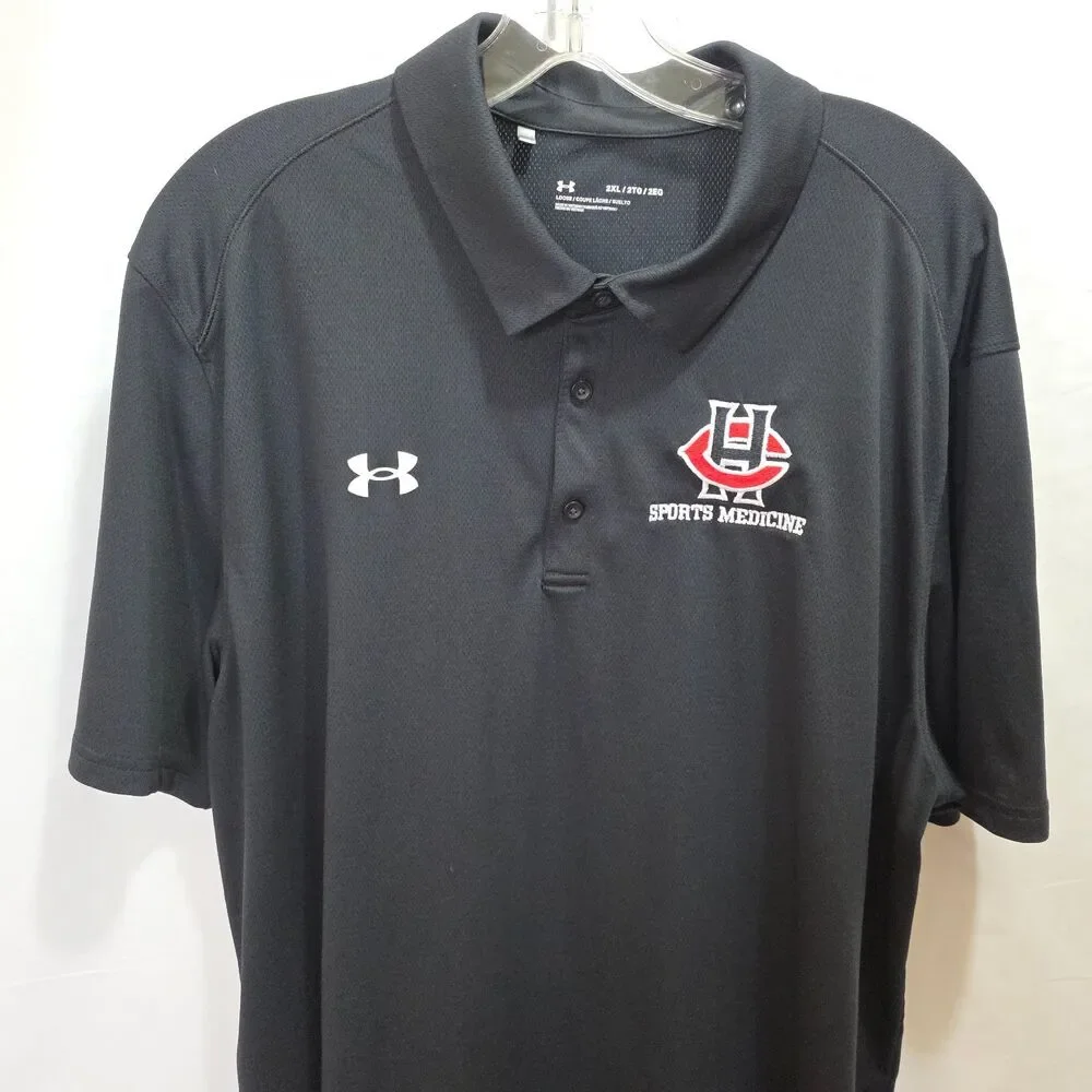 Under Armour Tech Polo Loose Wicking Polyester Black Mens XXL 2XL Golf Outdoors